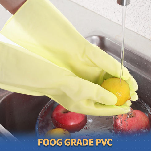 BOOMJOY PVC Cleaning Gloves, Heavy Duty Dishwashing Gloves, Reusable Medium Gloves for Kitchen, Bathroom, Gardening, Working, Pet Care - Pink & Bl...