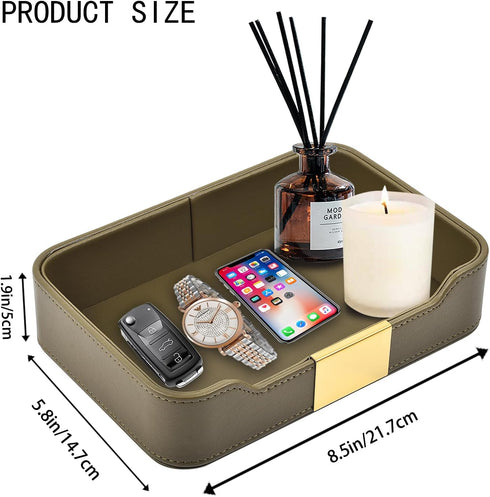 Leather Jewelry Tray Desktop Storage,Luxury Perfume Tray Nightstand Organizer Entryway Decorative Tray,for Jewelry Watch Cosmetics Keys Phone Wall...