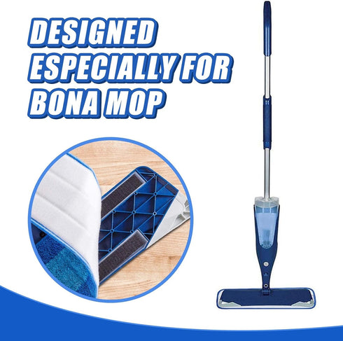 4 Pieces Microfiber Cleaning Pads Compatible with Bona Mop Reusable 18 Inch Mop Replacement Pads Washable Microfiber Mop Pads Refills Replacement ...