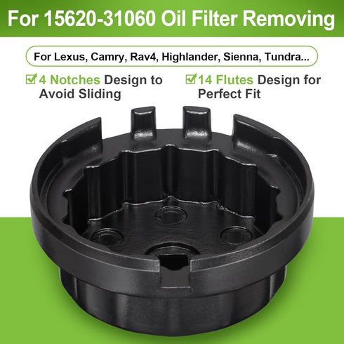 Spurtar Oil Filter Wrench for Toyota Oil Filter Tool Oil Filter Cap Wrench Removal Tool 64mm for Lexus, Camry, 4 Runner, Tundra 2.5-5.7L Engine...