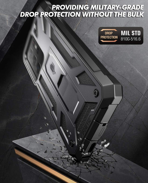 Poetic Spartan Case for Galaxy S21 Ultra 5G, 6.8" Screen Protector, Fingerprint ID, Rugged Shockproof Cover, Kickstand, Metallic Gun Metal...