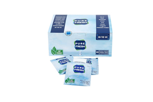 Wipes: Flushable, individually wrapped wipes for travel. 40 on-the-go singles...