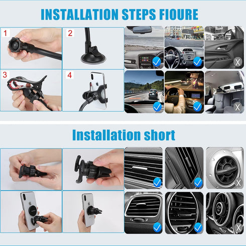 LoyaForba Car Phone Mount, Universal Phone Holder for Car Cell Phone, 360 Degrees Dashboard Desk Wall Bracket for GPS Navigation and Any Smartphon...