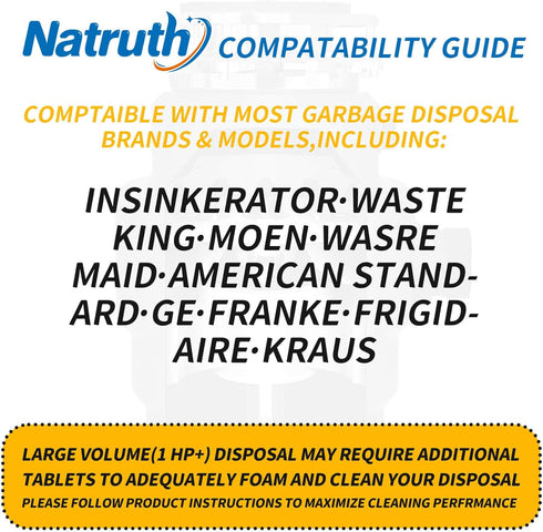 NATRUTH Garbage Disposal Cleaner Deodorizer Tablets 24 Pack - Fresh Apple Foaming Scrub Sink and Disposer Freshener, Natural Kitchen Drain Cleanin...