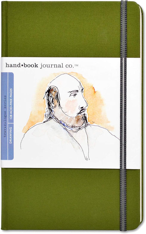 Handbook Journal Co. Artist Canvas Cover Travel Notebook for Drawing and Sketching, Cadmium Green, Large Portrait 8.25 x 5.5 Inches, 130 GSM Paper...