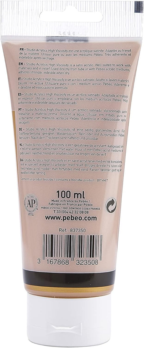 Pebeo Studio Acrylics 2 Pack 100ml Iridescent Precious Gold Acrylic Paint for Pouring Paint Arts and Crafts, Art Deco, Gold Leaf, Cosplay Accessor...