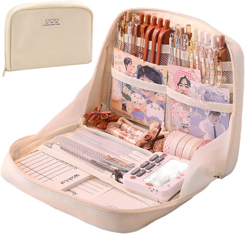 Pencil Case Pouch Box Cute Kawaii Large Capacity Aesthetic Zipper Pen Holder Organizer Bag for Office Workspace Supplies Desk Accessories Travel (...