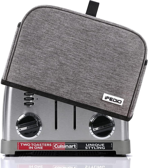 4 Slice Toaster Cover with Pockets & Top Handle,Small Appliance Toaster Dust Cover , Machine Washable(Grey)...