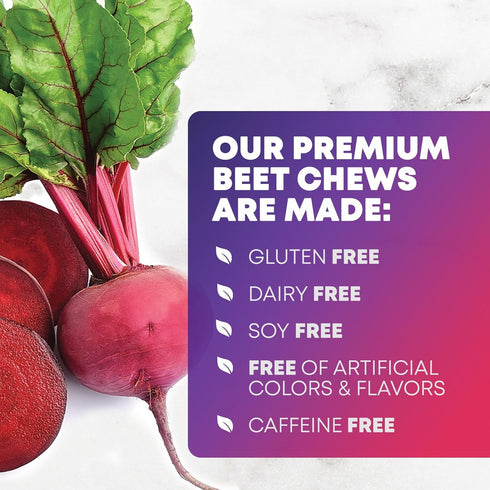 Beet Chews - Soft Beet Root Chewables with Grape Seed Extract Supports Heart Health & Energy with Powerful Antioxidants - Beetroot Nitric Oxide Su...