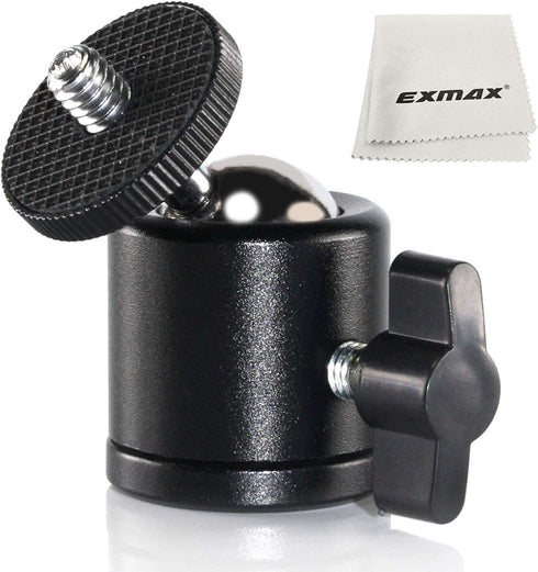 EXMAX Mini Ball Head 360 Degree Aluminum Alloy Body Rotating Swivel Mini Tripod Ball Head with 3/8" to 1/4" Screw Adapter for DSLR Camera Camcorde...