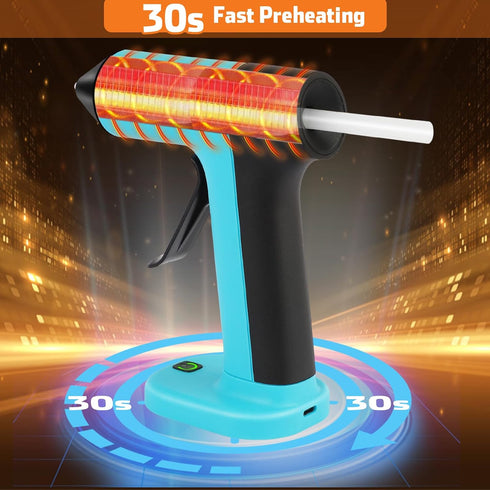 Cordless Glue Gun, USB-C Hot Glue Gun and Sticks Set - 30s Fast Preheating, 2000mAh Rechargeable Battery, Smart Power-Off, 20 Glue Sticks, Mini Gl...