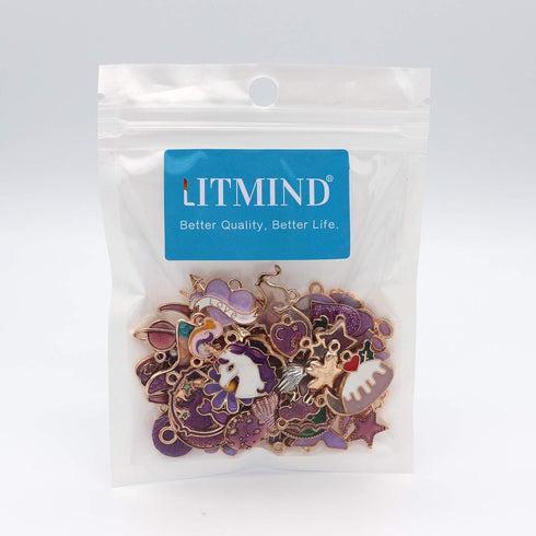 LITMIND 50 Pcs Cute Enamel Charms for Jewelry Making Bulk lot Rhinestone Necklace Pendants Earrings Bracelet Designer for DIY Crafting Charms...