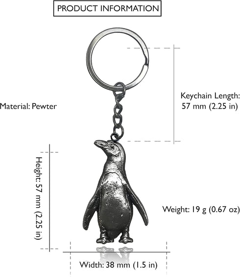 Penguin Keychain Arctic Animal Gift Metal Polar Animal Theme Keyring Silver...