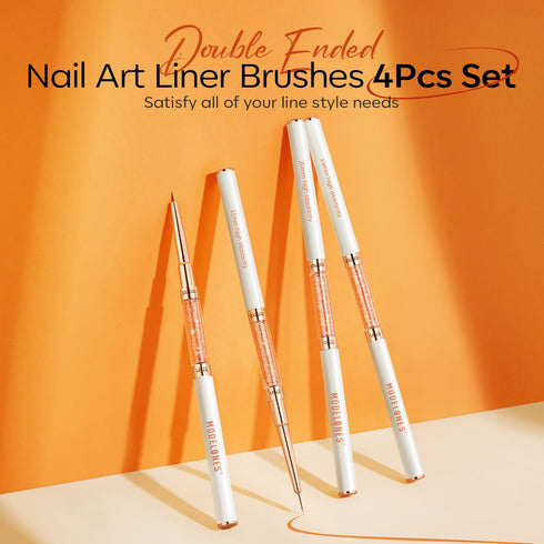 modelones Nail Art Brushes, Super Fine Thin Liner Nail Brush Set Sizes 7/11/15/20mm for Nail Gel Polish Painting Designs with Acrylic Rhinestone H...