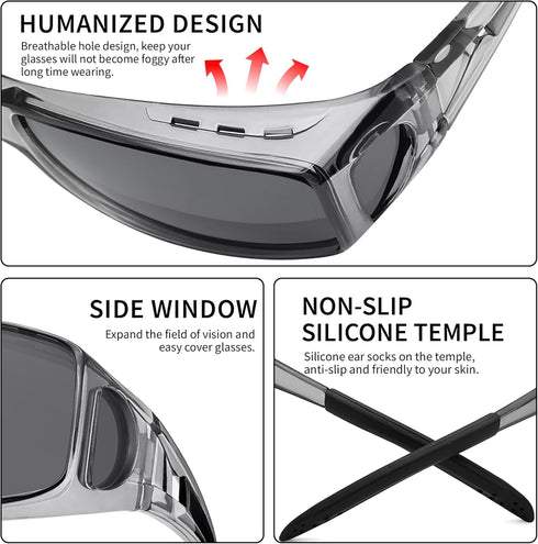 Polarized Sunglasses Fit Over Glasses for Women Men with UV400 Protection Over Wrap Around Sun Glasses...