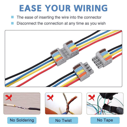 8 Pcs Pluggable Wire Connectors for AWG 24-12, Hand Protecting 4 Conductor Push-in Lever Wire Connectors, Reusable Electrical Connectors, Wire Spl...