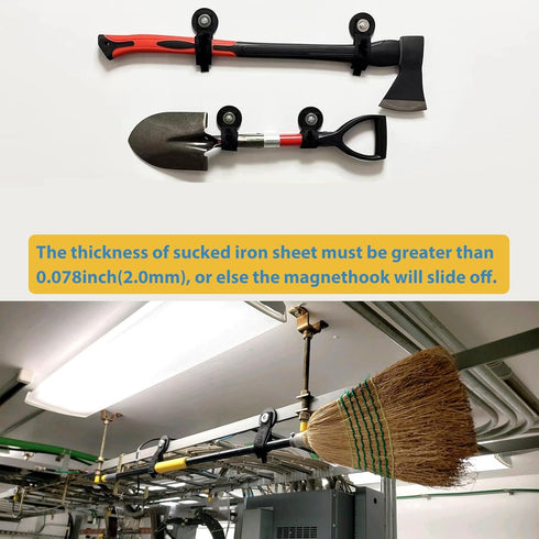 2 Pcs Heavy Duty Magnetic Hook Straps, Magnetic Tool Holders for Extention Cords, Powerful Cruise Garage Storage Hook Ties for Hanging Cables, Gar...