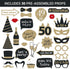 Fully Assembled 50th Birthday Photo Booth Props - Set of 30 - Black & Gold Selfie Signs - 50th Party Supplies & Decorations - Cute Bday Designs wi...