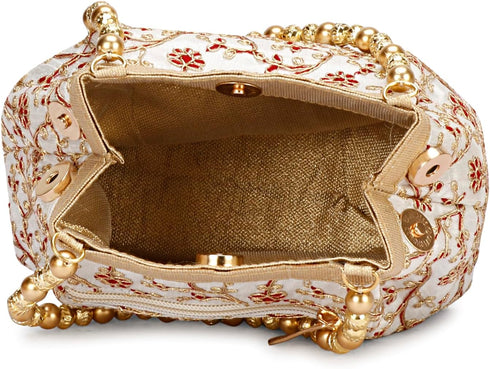 Potli Bag for Women, Evening Bags for Women Handbags, Embroidered Indian Ethnic Potli Bag for Women...