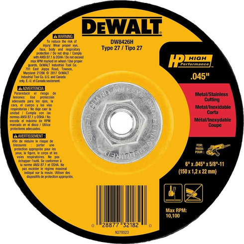 DeWalt DW8426H 6" x .045" x 5/8"-11 Metal Cutting Wheel...
