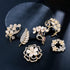 Lot 6pcs Opal Cat's Eye Stone Crystal Rhinestone Leaf Flower Brooch Pin set for Women...