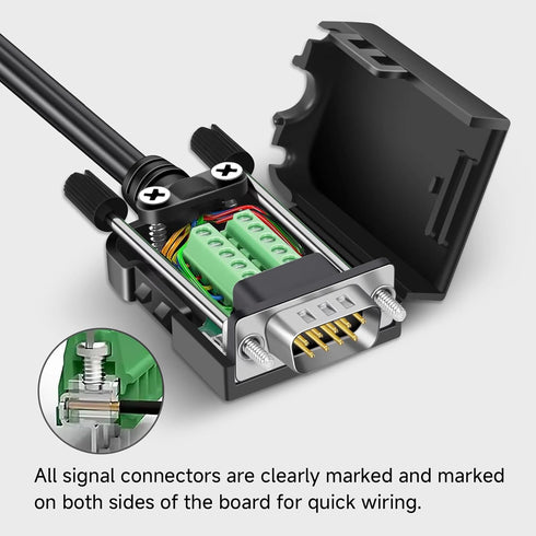 DB9 Female Breakout Connector, 9PIN Port Solderless RS232 D-SUB RS485 Serial Adapter, Solderless Module Board with Screw Terminals, Case, Long Bol...
