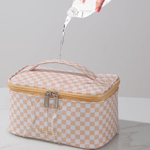 KITENROM Preppy Makeup Bag Travel Cosmetic Bags for Women Girls Multi-color Checkered Plaid Small Pouch Toiletry Bag Organizer Case Waterproof Cut...