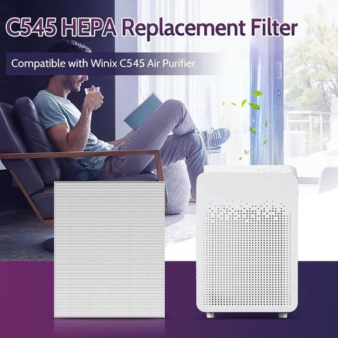 C545 Replacement Filter S Compatible with Winix C545 Air Purifier, C545 H13 HEPA Filter & 4 Activated Carbon Filters Replacement Part 1712-0096-00...