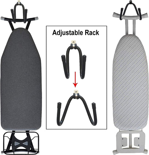 Pmsanzay Ironing Board Hanger Wall Mount Ironing Board Holder Organizer Wall Rack Iron Board Caddy, Adjustable Rack Great for Laundry Rooms Storag...