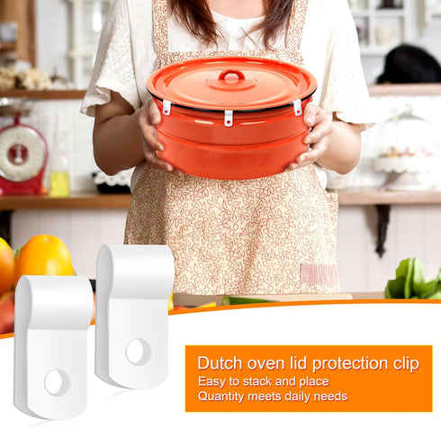 12pcs Dutch Oven Lid Protector Clips, Cookware Protector Clips Replacement Plastic Bumpers Stacking and Storage Protective Clips for Dutch Oven Po...