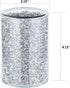 Crushed Diamond Glass Kitchen Utensil Holder Round for Countertop Flatware Utensil Organizer Home Decor Sparkly Gift (Silver)...