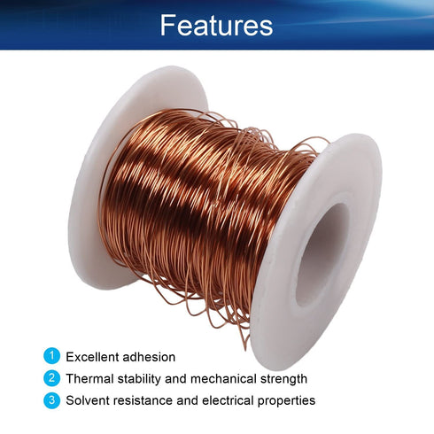 Heyiarbeit 27 AWG Magnet Wire Enameled Copper Wire Enameled Magnet Winding Wire 164ft 0.0138" Diameter Temperature Rating 180? Magnetic Coil for M...