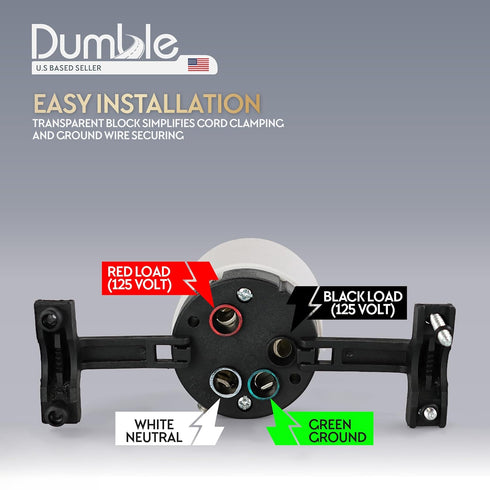 Dumble Generator Plug Lock SS2-50P Male - 50 Amp 125/250 Volt 4 Pin Twist Lock Connector - 4 Wire Grounding 3 Phase ETL Outdoor Generator Outlet f...