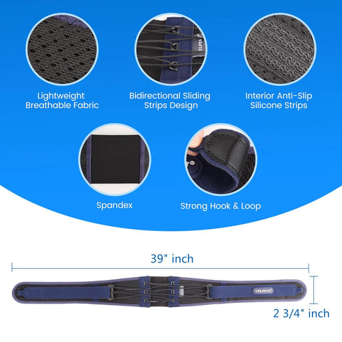 Velpeau Sacroiliac Si Joint Hip Belt for Men and Women, Breathable Anti-Slip Pelvic and Lower Back Support Brace - Pain Relief for Sciatica, Pelvi...