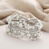 EVER FAITH White Rhinestone Crystal Wedding Jewelry Simulated Pearl Flower Bridal Stretch Bracelet for Women Bride Clear Silver-Tone...