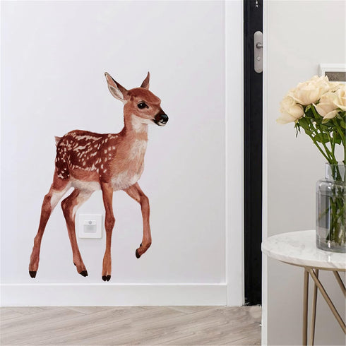ROFARSO Lifelike Cute Lovely Deer Doe Animal Wall Stickers Removable Wall Decals Peel and Stick Wall Art Decorations Home Decor for Kid Nursery Ba...