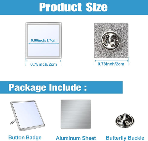 Sublimation Blank Pins DIY Button Badge, Sublimation Silver Blank Base Pins Aluminum Sheet with Butterfly Pin Backs for DIY Craft Jewelry Making L...