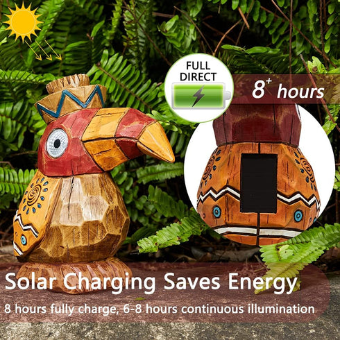 Solar Tiki Statue-WoodWoodpecker Bird-Garden Hawaiian - Solar Outdoor Light Garden Sculptures & Statues Totem Pole Bar Outdoor Patio Pool Yard Sum...