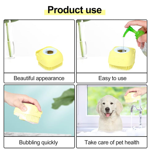 Bath Brush Silicone, Massage Soft Brush Dog Cats, Pet Massage Brush Bubble Brush Yellow...