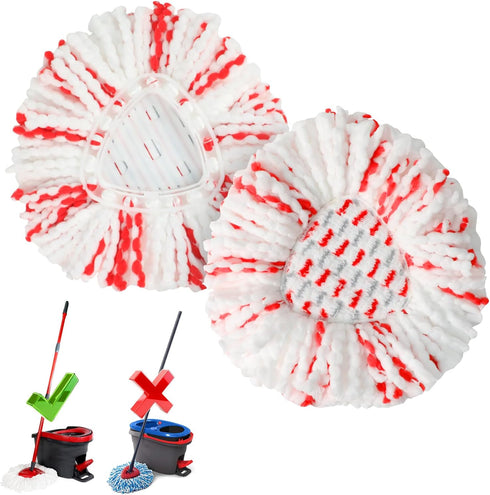 Spin Mop Replacement Heads, Mop Refills Compatible with O-Cedar EasyWring Triangle Spin Mop, 40% More Cleaning Power, 2 Pack Microfiber Mop Replac...