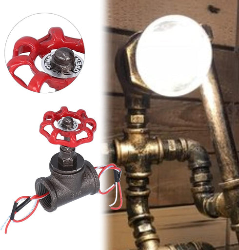 Retro Industrial 3/4in Stop Valve Rotating Light Switch, Unique Design, Suitable for Table Pipe Lamp, Steampunk Lamp Switch...