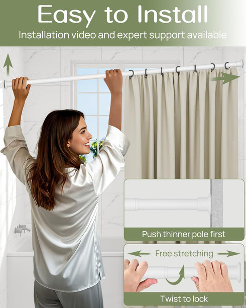 ALLZONE Heavy Duty Tension Shower Curtain Rod 28-42 Inches for Bathroom, Window, Non-Slip, Adjustable with Strong Spring Pole for Closet, Doorway,...