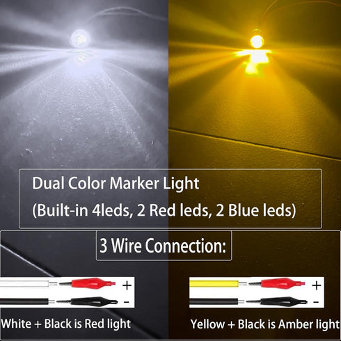 10Pcs Dual Color 3/4" Round LED Marker Lights,White to Amber Waterproof Front Rear Signal Running Tail Lights,Trailer Marker Clearance Lights for ...