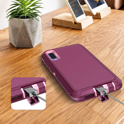 for Samsung Galaxy A50/A50S Case - Shockproof 3 in 1 Full Body Protection, Purple/Pink...