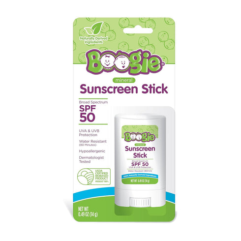 Baby Sunscreen Stick by Boogie Block, Mineral Sunscreen SPF 50, Travel Size Sunblock for Kids, Zinc Oxide, Water Resistant, Vegan, Fragrance Free ...