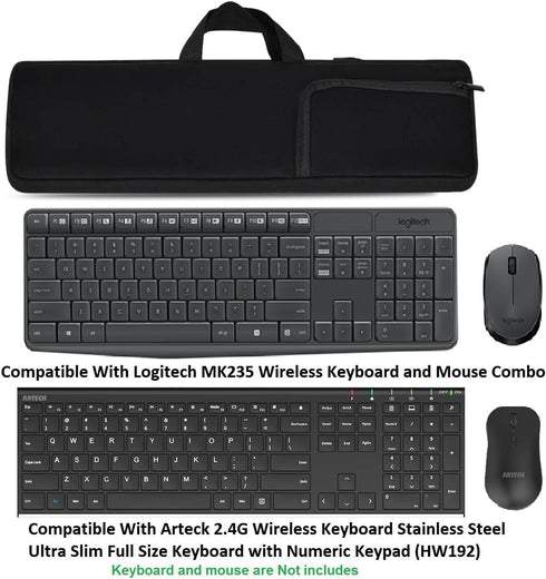 Neoprene Carrying Case Portable Protection Sleeve Pouch Bags for Logitech MK235 Wireless Keyboard and Mouse Combo/Arteck 2.4G Wireless Keyboard wi...