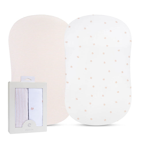 Ely’s & Co. Bassinet Sheets, Baby Girl Fitted Bassinet Mattress Sheet Set - 2 Pack, 100% Jersey Knit Cotton, fits Oval, Hourglass and Rectangle Ba...