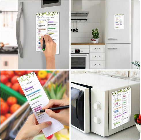 Joyberg 2 PCS Weekly Meal Planner Magnetic for Fridge 8.3x5.5”, Undated Weekly Meal Planner and Grocery List Tearable Shopping List, Magnetic Menu...