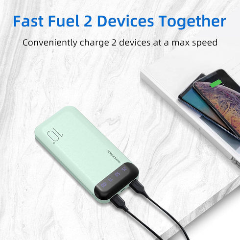 Power Bank 10000mAh Mobile Phone Portable Charger External Battery Pack with 2 USB 2.4 A Outputs and USB C Input Compatible with Huawei iPhone 12 ...