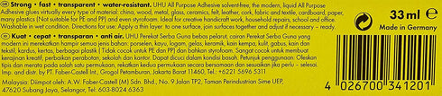 UHU All Purpose Adhesive Clear Glue 33ml Tube (PACK of 3)...